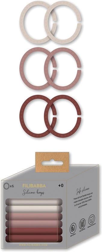 Filibabba - Siliconen Baby Ringen - Rose - 1 1 Filibabba - Siliconen Baby Ringen - Rose - 1