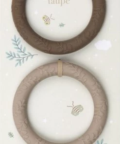 Siliconen Bijtringen Set Van 2: Leaves - Taupe | A Little Lovely Company -grijp-bijtspeelgoed Verkoop 369x840 2