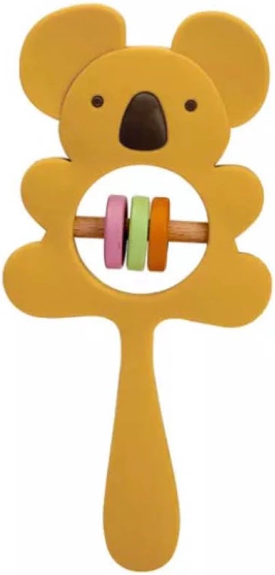 Fabs World Siliconen Rammelaar & Bijtring Koala Okergeel 1 Fabs World Siliconen Rammelaar & Bijtring Koala Okergeel