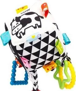 Louas Loua's Favorites Baby Knijp En Bijt Speelgoed Activiteiten Speelgoed Vierkant Zwart Wit Geblokt, Babyspeelgoed,