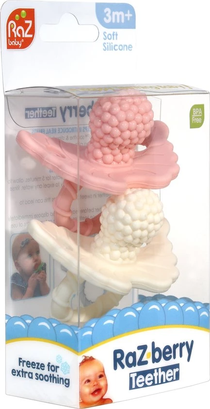 RaZbaby RaZberry - Bijtspeentje - Roze - Wit - 2 Stuks 4 RaZbaby RaZberry - Bijtspeentje - Roze - Wit - 2 Stuks - Afbeelding 4