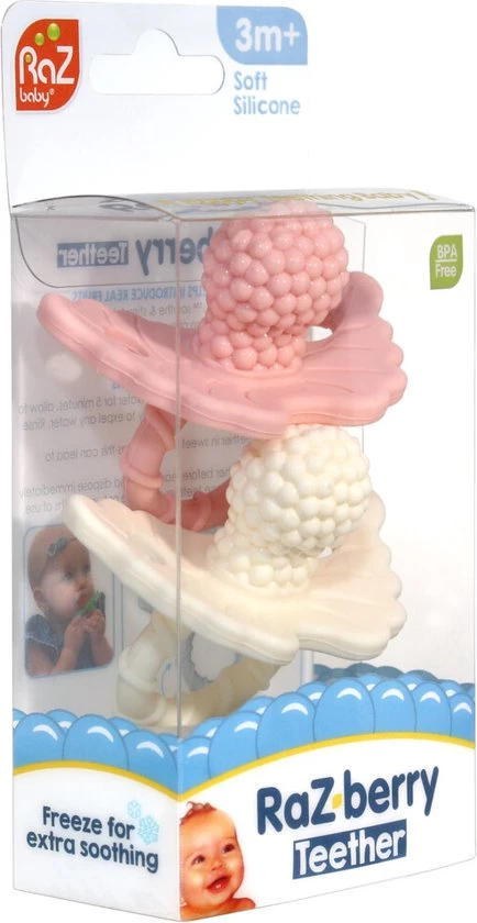 RaZbaby RaZberry - Bijtspeentje - Roze - Wit - 2 Stuks 2 RaZbaby RaZberry - Bijtspeentje - Roze - Wit - 2 Stuks - Afbeelding 2
