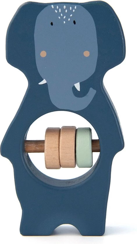 Trixie Rammelaar Mrs. Elephant Junior 11 X 5 Cm Hout Blauw 1 Trixie Rammelaar Mrs. Elephant Junior 11 X 5 Cm Hout Blauw