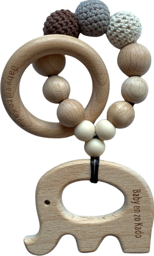 BabyenzoKado Houten Bijtring Olifant Grijs 1 BabyenzoKado Houten Bijtring Olifant Grijs