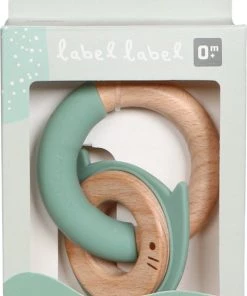 Label Label Kat Groen Hout & Silicone Dubbele Bijtring LLST-15119 -grijp-bijtspeelgoed Verkoop 514x840 2