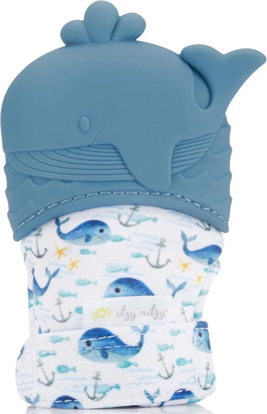 ITZY RITZY Itzy Mitt™ - Blauw Walvis Bijthandschoen 1 ITZY RITZY Itzy Mitt™ - Blauw Walvis Bijthandschoen