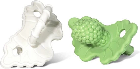 RaZbaby RaZberry - Bijtspeentje - Groen - Wit - 2 Stuks 1 RaZbaby RaZberry - Bijtspeentje - Groen - Wit - 2 Stuks