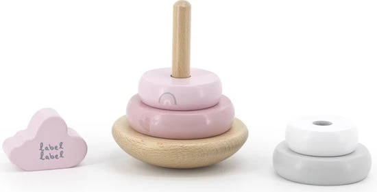 Label Label Wooden Stacking Rings Pink Roze 2 Label Label Wooden Stacking Rings Pink Roze - Afbeelding 2