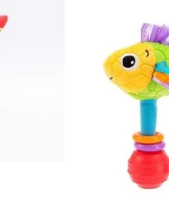 Louas Loua's Favorites Baby Rammelaar Set: Blauwe Hond En Vis Met Gekleurde Staart, Babyspeelgoed 0 Jaar, Zachte Knuffel, Baby Speelgoed 6 Maanden