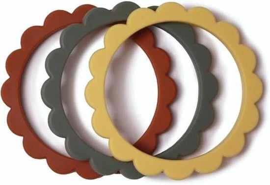 Mushie Siliconen Bijtringen Mix 3pack - Bijtringen - Dried Thyme Mix 2 Mushie Siliconen Bijtringen Mix 3pack - Bijtringen - Dried Thyme Mix - Afbeelding 2