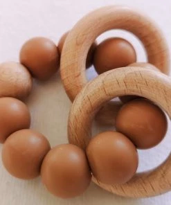 Merkloos Bijtring - Siliconen Kralen - Houten Ring - Zand -grijp-bijtspeelgoed Verkoop 550x412 39
