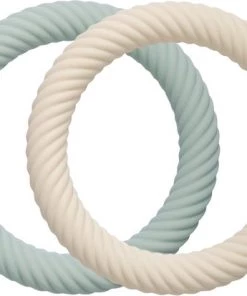 Silicone Bijtring Set Van 2: Classic - Sage Cream | A Little Lovely Company