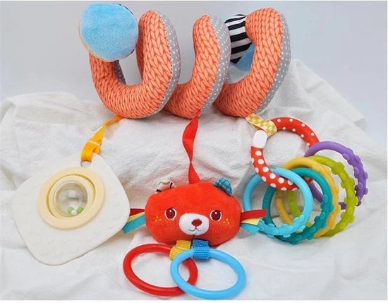 MOONBIFFY Kinderwagen Opknoping Rammelaars-ledikant Rammelaars- Oranje/grijs Mobil Speelgoed 3 MOONBIFFY Kinderwagen Opknoping Rammelaars-ledikant Rammelaars- Oranje/grijs Mobil Speelgoed - Afbeelding 3