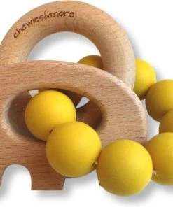 Chewies & More Rammelaar Olifant Met Kralen Oker 30. Oker