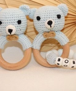 Luppa Rammelaar Beer - Houten Rammelaar - Bijtspeelgoed - Cadeau - Siliconen- Blauw -grijp-bijtspeelgoed Verkoop 550x440 1