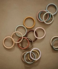 Mushie - Set Van 3 Siliconen Bijtring Armbanden - Bijtringen - Linen-Peony-PalePink -grijp-bijtspeelgoed Verkoop 550x446