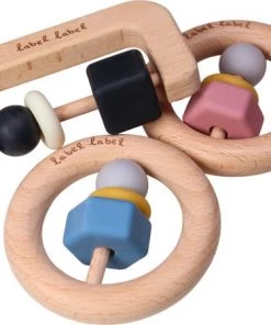 Label Label Zwart/Wit Hout & Silicone Bijtring LLST-15140 -grijp-bijtspeelgoed Verkoop 550x449 3