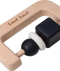 Label Label Zwart/Wit Hout & Silicone Bijtring LLST-15140 -grijp-bijtspeelgoed Verkoop 550x451 2