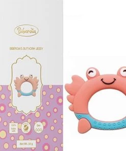 Biberoia® Bijtring - Krab - Koelbijtring - Bijtring - Bijtspeelgoed - Babyspeelgoed - Badspeelgoed - Peach