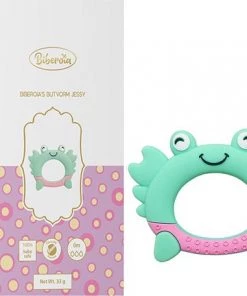 Biberoia® Bijtring - Krab - Koelbijtring - Bijtring - Bijtspeelgoed - Babyspeelgoed - Badspeelgoed - Ecru