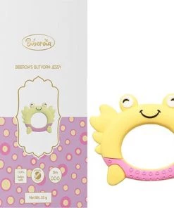 Biberoia® Bijtring - Krab - Koelbijtring - Bijtring - Bijtspeelgoed - Babyspeelgoed - Badspeelgoed - Geel