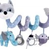 Jollybaby Baby Speelgoed/ Baby Kinderwagen Speelgoed Spiraal / Schoencadeautjes Sinterklaas/ Sinterklaas/ Kerstcadeau/Autostoelspeeltje / Boxspiraal / Activiteitenspiraal / Baby Lemon Rammelaar/ Wagenspanner/ Vos Grijs Blauw