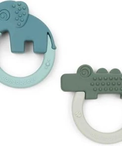 Done By Deer Bijtring Deer Friends Green/Blue 2-Pack