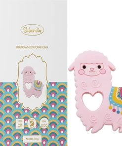 Biberoia® Bijtring - Alpaca - Koelbijtring - Bijtring - Bijtspeelgoed - Babyspeelgoed - Badspeelgoed - Roze