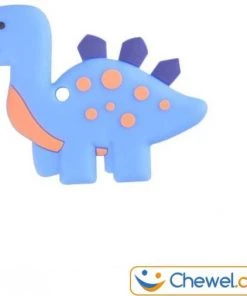 Bijtketting Dinosaurus | Blauw Met Oranje | Chewel ®