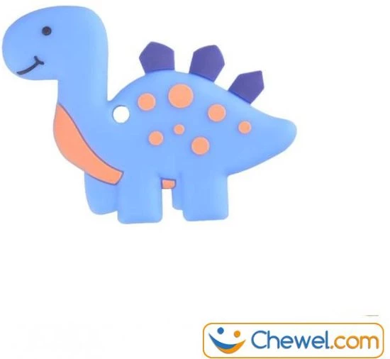 Bijtketting Dinosaurus | Blauw Met Oranje | Chewel ® 1 Bijtketting Dinosaurus | Blauw Met Oranje | Chewel ®