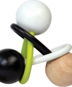 Manhattan Toy Bijtring Junior 11,43 Cm Hout/siliconen Zwart/wit/groen