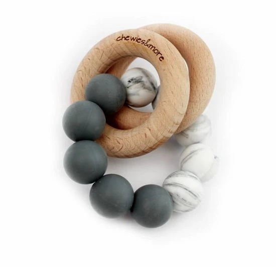 Chewies & More Rammelaar Hout Met Kralen Basic Wit Met Oker 9. Wit + 30. Oker 5 Chewies & More Rammelaar Hout Met Kralen Basic Wit Met Oker 9. Wit + 30. Oker - Afbeelding 5