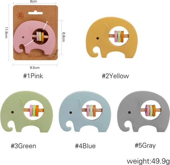 Femur® - Bijtring - Bijtspeeltje - Olifant - Bijtspeelgoed - Babyspeelgoed - Baby Rammelaar - Zwangerschap - Kraamcadeau - Cadeau Voor De Baby - Grijs 4 Femur® - Bijtring - Bijtspeeltje - Olifant - Bijtspeelgoed - Babyspeelgoed - Baby Rammelaar - Zwangerschap - Kraamcadeau - Cadeau Voor De Baby - Grijs - Afbeelding 4