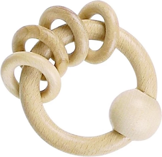 Heimess Rammelaar - Bijtring - Met 4 Ringen - Hout - Naturel 1 Heimess Rammelaar - Bijtring - Met 4 Ringen - Hout - Naturel