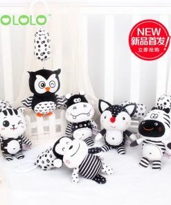 Happy Monkey Kinderwagen Rammelaar/ Speelgoed/ Speeltjes/ Kerstcadeau Voor Baby/Cartoon Pluche Dier Rammelaa /zwart En Wit/ Zebra -grijp-bijtspeelgoed Verkoop 550x541 5