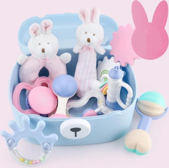 Goryeo Baby Bijtring + Bijtspeelgoed 9 Delig - Babyspeeltje & Zachte Maracas Rammelaar In Geschenkdoos - Met Cadeau Doos - Roze Konijn 1 Goryeo Baby Bijtring + Bijtspeelgoed 9 Delig - Babyspeeltje & Zachte Maracas Rammelaar In Geschenkdoos - Met Cadeau Doos - Roze Konijn