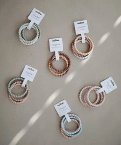 Mushie - Set Van 3 Siliconen Bijtring Armbanden - Bijtringen - Linen-Peony-PalePink -grijp-bijtspeelgoed Verkoop 550x550 140