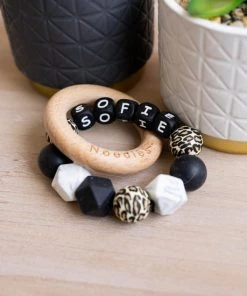 NOEDIES - Bijtring Met Naam - Boef - CE Gekeurd - BPA Vrij - 100% Veilig - Gepersonaliseerd Kraamkado - Bijtring Baby - Bijtspeelgoed