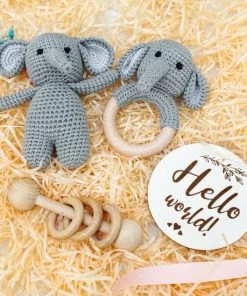 Merkloos Speelgoed Voor De Baby's - Rammelaar - Olifant - Grijpring - Donkergrijs -grijp-bijtspeelgoed Verkoop 550x550 190