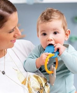 Nattou - Siliconen Bijtring - BPA-vrij - Beer En Eend - Oker/Blauw -grijp-bijtspeelgoed Verkoop 550x550 338