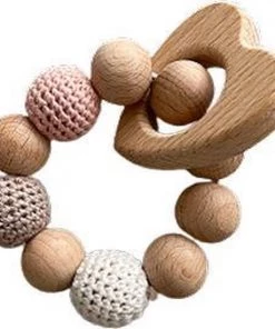 IL BAMBINI Set: Rammelaar, Bijtring & Speenkoord - Hert Voor Meisje - Handgemaakt - Hout & Wol - Babycadeau - Kraamcadeau - Baby Bijtspeelgoed 0-2 Jaar -grijp-bijtspeelgoed Verkoop 550x550 367