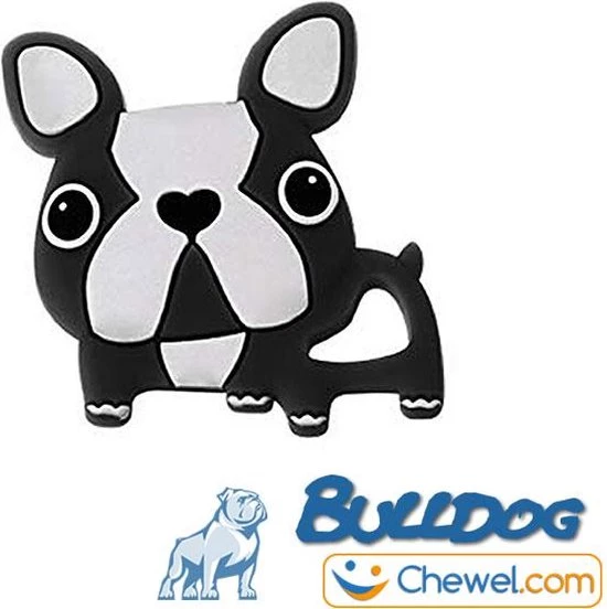 Bijtketting Hond | Cartoon Bulldog | Zwart & Wit | Chewel ® 1 Bijtketting Hond | Cartoon Bulldog | Zwart & Wit | Chewel ®