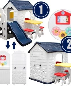 LittleTom Kinderspeelhuisje Met Glijbaan - Tuin Kinderhuisje Vanaf 1 - Overdekt Kinder Speelhuisje Plastic -grijp-bijtspeelgoed Verkoop 550x554 3