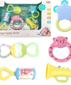 Allerion® Allerion Baby Rammelaar Bijtringen Set – 5 Verschillende – Grijpspeelgoed – Vanaf 0 Jaar