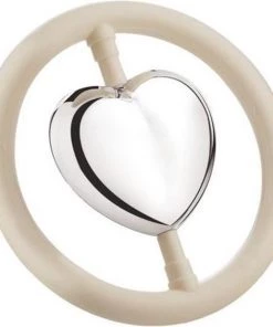 Zilverstad - Rammelaar Hart In Ring - Zwaar Verzilverd (B90)