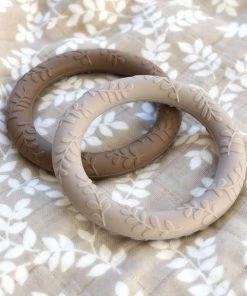 Siliconen Bijtringen Set Van 2: Leaves - Taupe | A Little Lovely Company -grijp-bijtspeelgoed Verkoop 550x577 30