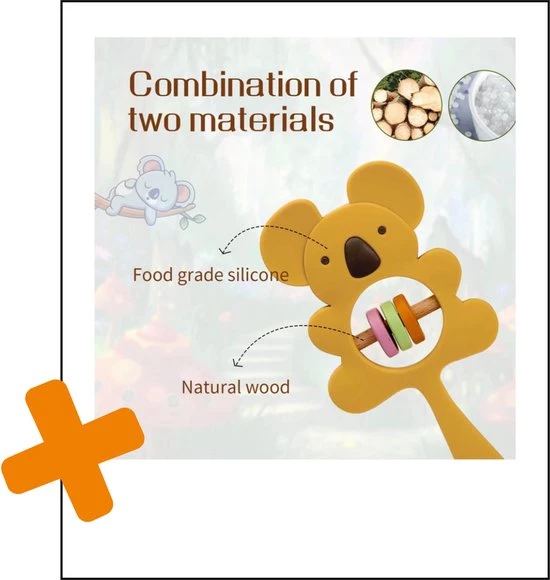 Fabs World Siliconen Rammelaar & Bijtring Koala Okergeel 5 Fabs World Siliconen Rammelaar & Bijtring Koala Okergeel - Afbeelding 5