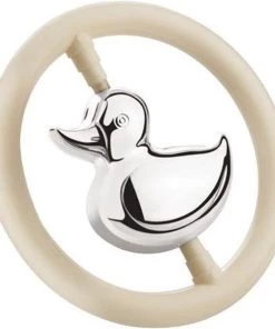 Zilverstad - Rammelaar Eend In Ring - Zwaar Verzilverd (B90)