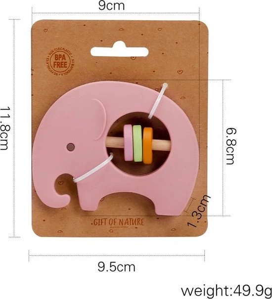Femur® - Bijtring - Bijtspeeltje - Olifant - Bijtspeelgoed - Babyspeelgoed - Baby Rammelaar - Zwangerschap - Kraamcadeau - Cadeau Voor De Baby - Grijs 2 Femur® - Bijtring - Bijtspeeltje - Olifant - Bijtspeelgoed - Babyspeelgoed - Baby Rammelaar - Zwangerschap - Kraamcadeau - Cadeau Voor De Baby - Grijs - Afbeelding 2