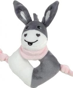 Happy People Grijpring Ezel Grijs/roze 15 Cm